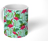 Mok - Koffiemok - Flamingo - Jungle - Tropisch - Dieren - Patroon - Mokken - 350 ML - Beker - Koffiemokken - Theemok