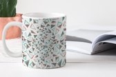 Mok - Koffiemok - Geometrisch - Figuren - Patroon - Blauw - Mokken - 350 ML - Beker - Koffiemokken - Theemok