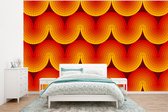 Behang - Fotobehang Design - Retro - Rood - Abstract - Breedte 350 cm x hoogte 260 cm