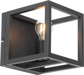 QAZQA cage - Industriele Wandlamp voor binnen - 1 lichts - D 20 cm - Zwart - Industrieel -  Woonkamer | Slaapkamer | Keuken