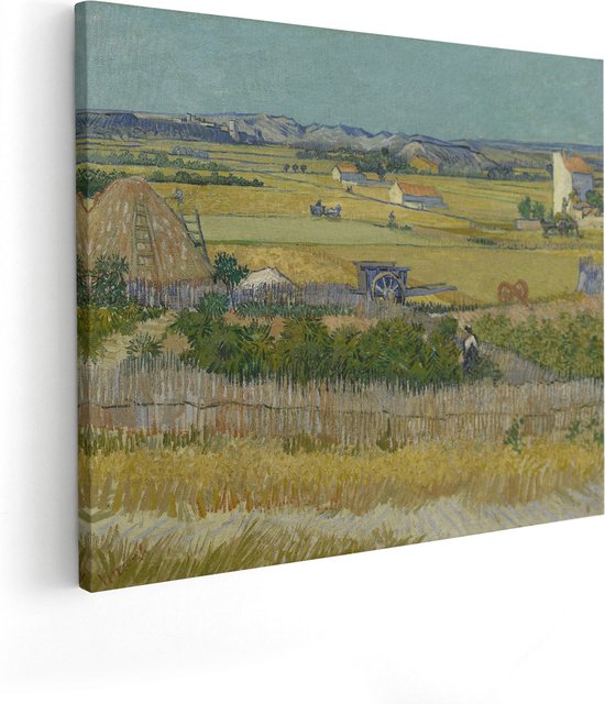 Artaza Canvas Schilderij De Oogst - Vincent van Gogh - 100x80 - Groot - Kunst - Wanddecoratie Woonkamer