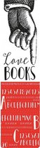 boekenlegger met elastiek Love Books 17,5 x 4,7 cm wit/rood