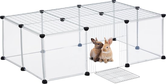 konijnenren - met dak - deur - 37 x 110 x 75 cm - binnen - buiten