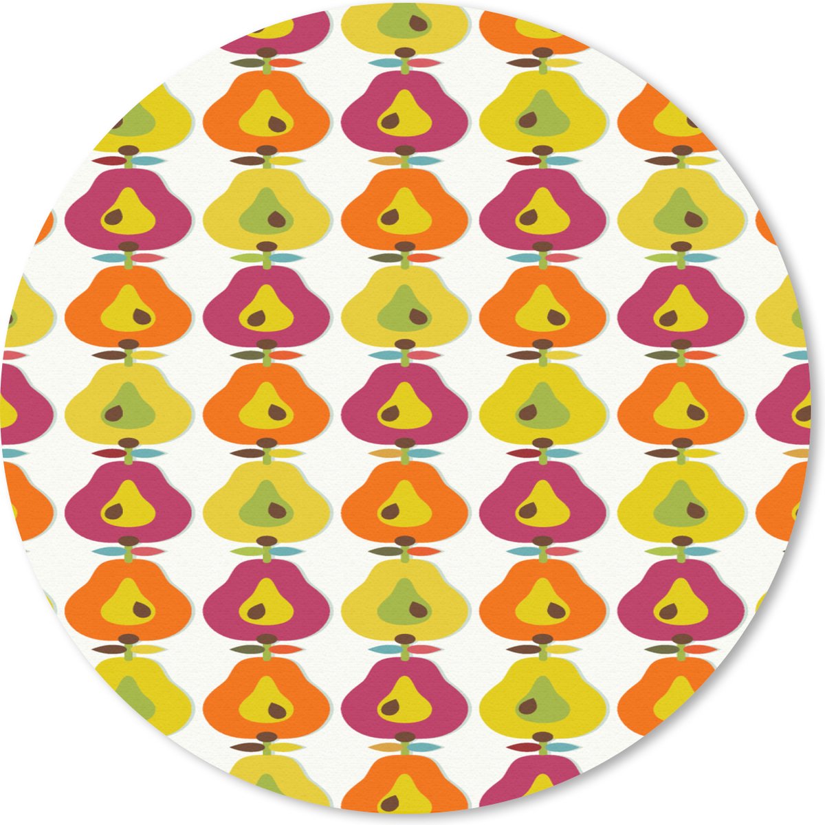 Muismat rond 40x40 cm - Mousepad Retro - Design - Peer - Fruit - Ronde muismatten
