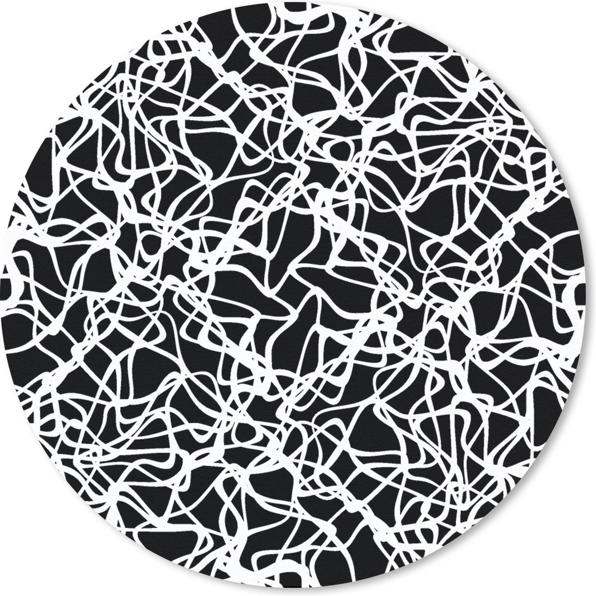 Muismat rond 30x30 cm - Mousepad Patroon - Abstract - Zwart Wit - Ronde muismatten