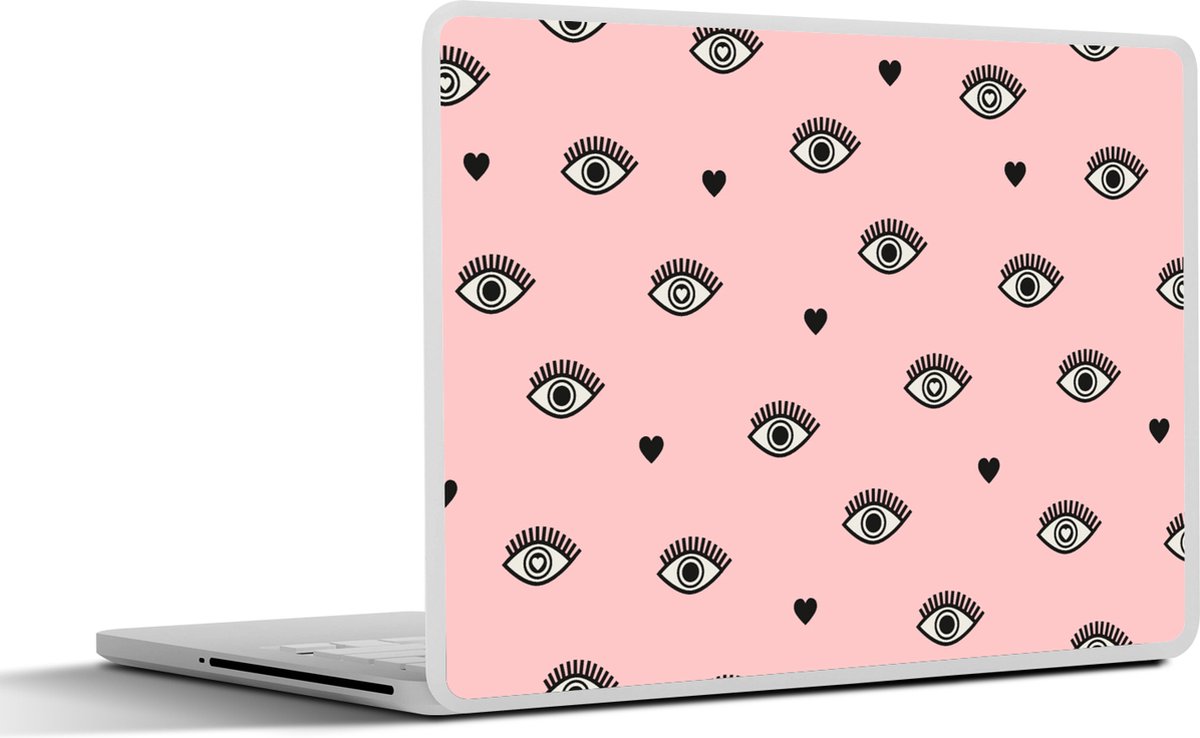 Laptop sticker - 13.3 inch - Meisje - Ogen - Roze - Patronen - Girl - Kids - Kinderen - 31x22,5cm - Laptopstickers - Laptop skin - Cover