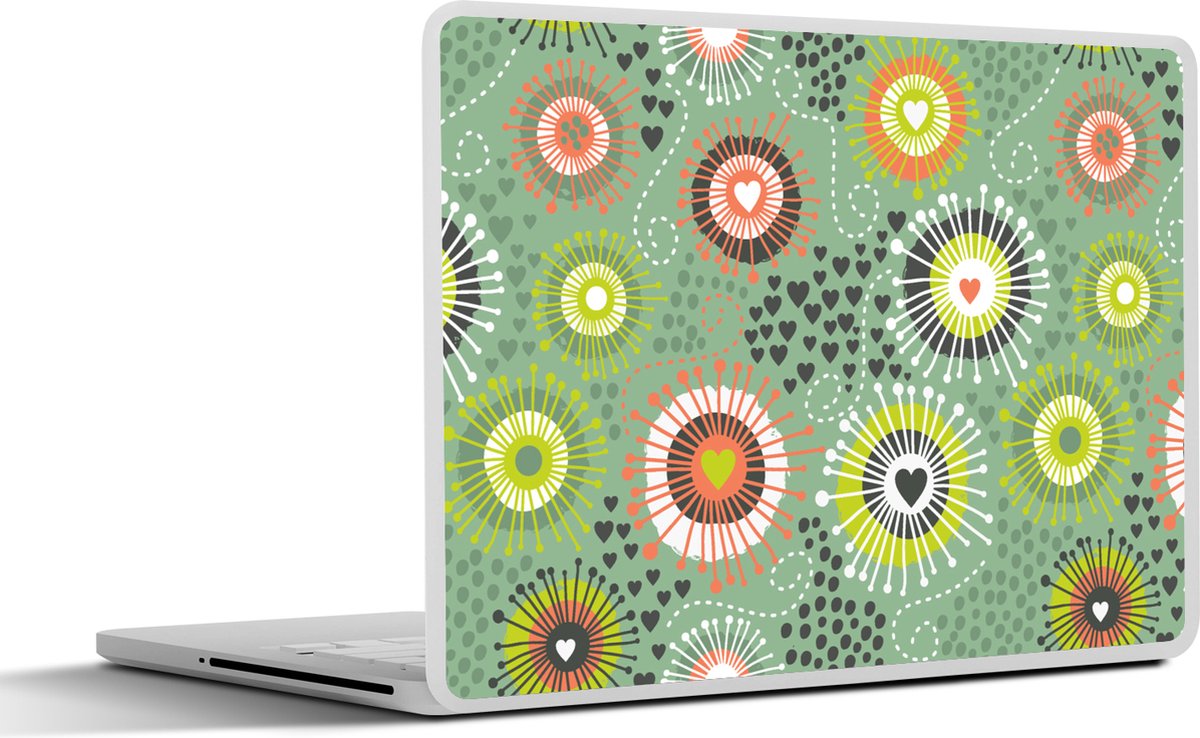 Laptop sticker - 15.6 inch - Bloem - Design - Hartjes - 36x27,5cm - Laptopstickers - Laptop skin - Cover