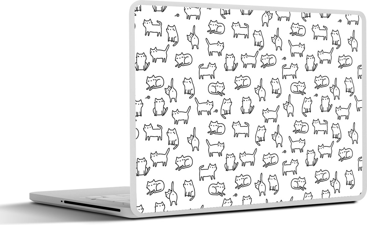 Laptop sticker - 17.3 inch - Meiden - Kat - Patronen - Girl - Kids - Kinderen - 40x30cm - Laptopstickers - Laptop skin - Cover