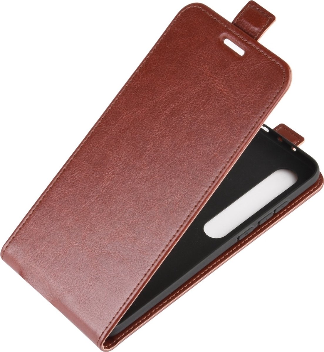 Mobigear Telefoonhoesje geschikt voor Xiaomi Mi 10 Hoesje | Mobigear Flipcase | Pasjeshouder voor 1 Pasje | Telefoonhoesje voor Pinpas / OV Kaart / Rijbewijs - Bruin