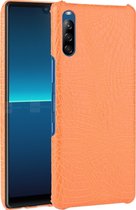 Mobigear Hoesje geschikt voor Sony Xperia L4 Telefoonhoesje Hardcase | Mobigear Croco Backcover | Xperia L4 Case | Back Cover - Oranje