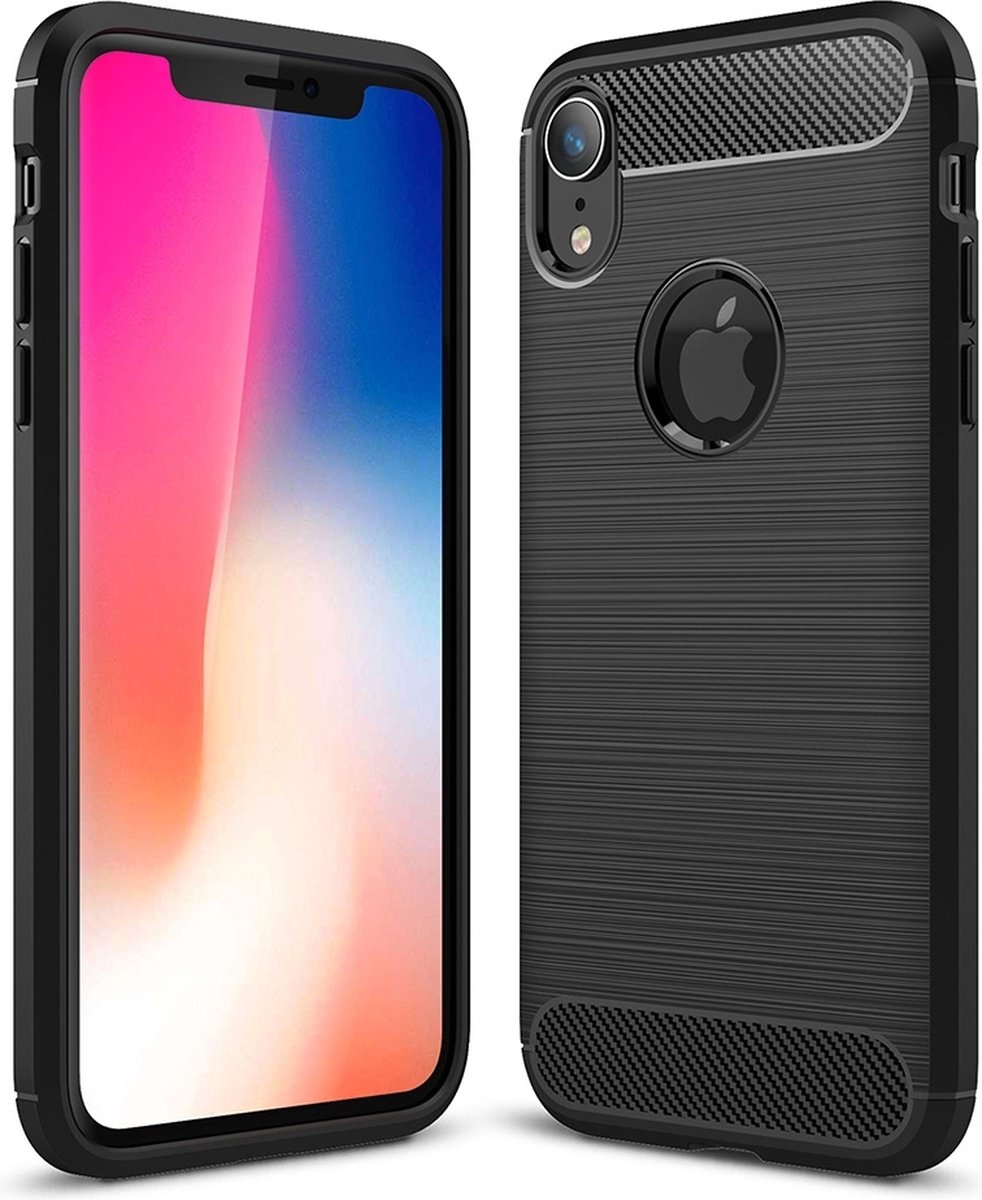 Mobigear Hoesje geschikt voor Apple iPhone XR Telefoonhoesje Flexibel TPU | Mobigear Brushed Slim Backcover | iPhone XR Case | Back Cover - Zwart
