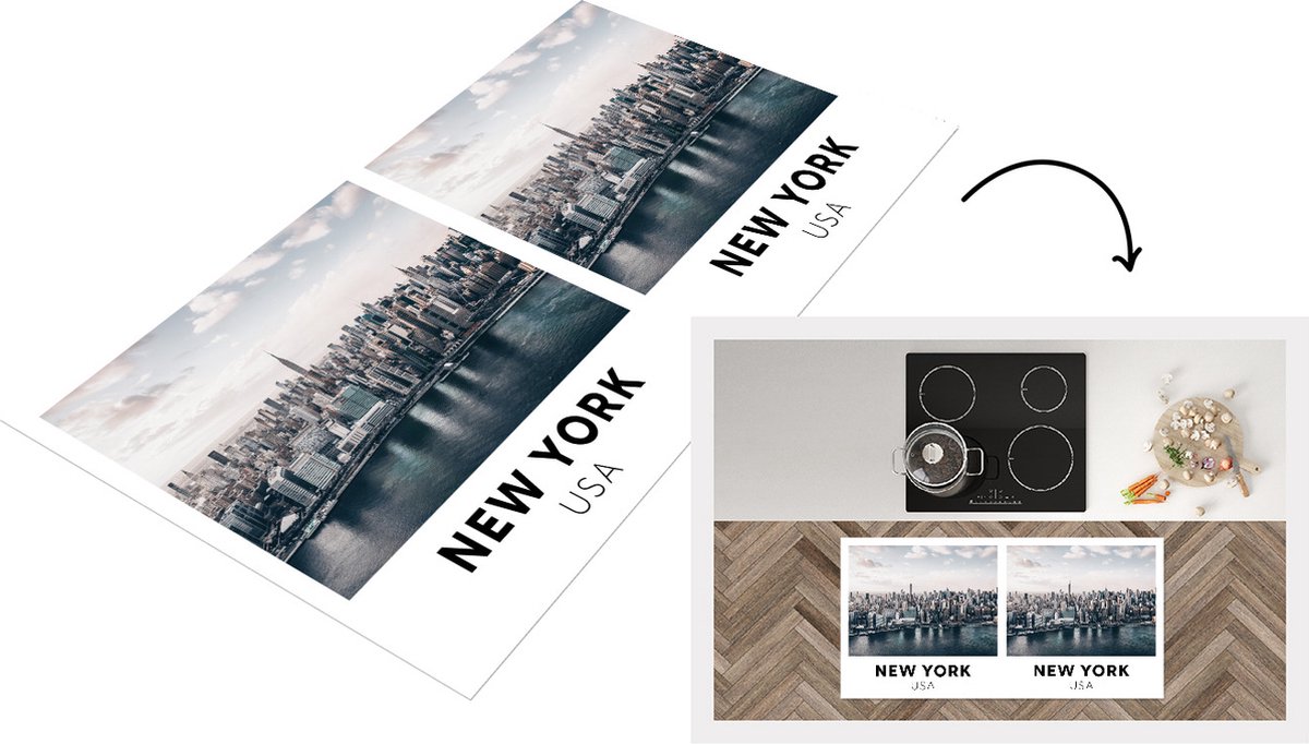 KitchenYeah Keukenloper - Loper keuken - New York - Amerika - Water - 120x60 cm - Keukenloper vinyl Multicolor
