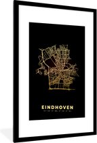 Fotolijst incl. Poster - Plattegrond - Kaart - Stadskaart - Eindhoven - 60x90 cm - Posterlijst