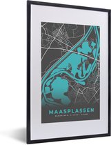 Fotolijst incl. Poster - Kaart - Maasplassen - Limburg - Water - Stadskaart - Plattegrond - 40x60 cm - Posterlijst