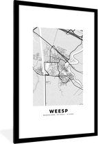 Fotolijst incl. Poster - Plattegrond - Weesp - Stadskaart - Kaart - 80x120 cm - Posterlijst