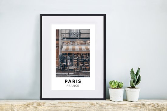 Fotolijst incl. Poster - Parijs - Frankrijk - Café - 30x40 cm - Posterlijst