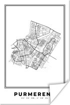 Poster Stadskaart – Zwart Wit - Kaart – Purmerend – Nederland – Plattegrond - 20x30 cm