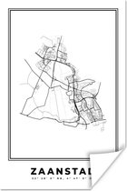 Poster Stadskaart – Zwart Wit - Kaart – Zaanstad – Nederland – Plattegrond - 20x30 cm
