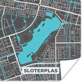 Poster Map - City Map - Amsterdam - Water - Sloterplas - Map - 100x100 cm XXL