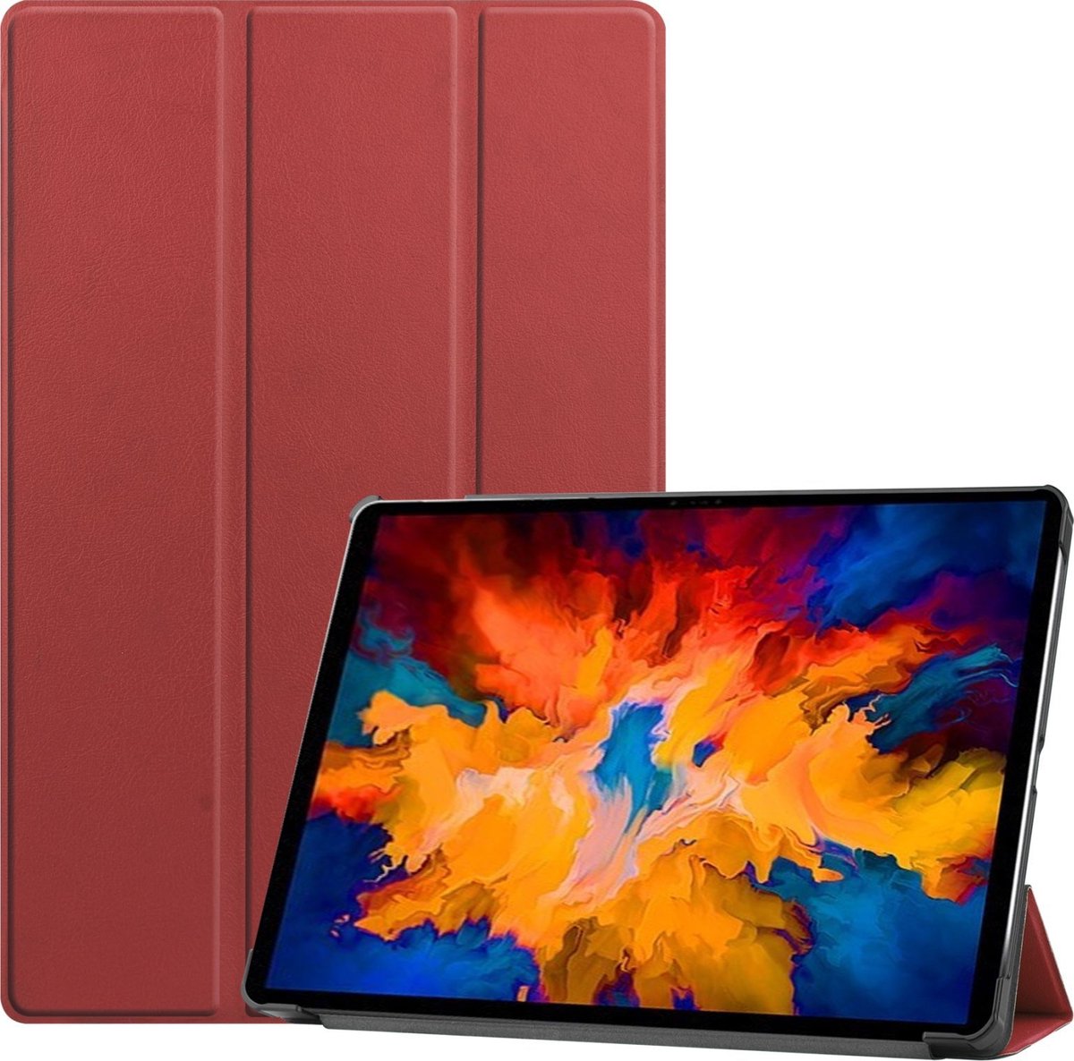 Mobigear - Tablethoes geschikt voor Lenovo Tab P11 Pro Gen 1 Hoes | Mobigear Tri-Fold Bookcase - Rood