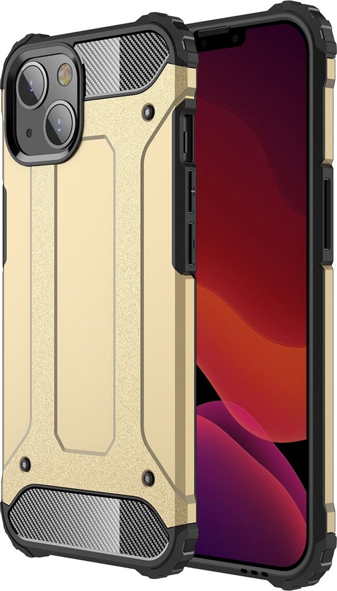 Mobigear Hoesje geschikt voor Apple iPhone 13 Mini Telefoonhoesje Hardcase | Mobigear Outdoor Backcover Shockproof | Schokbestendig iPhone 13 Mini Telefoonhoesje | Anti Shock Proof - Goud