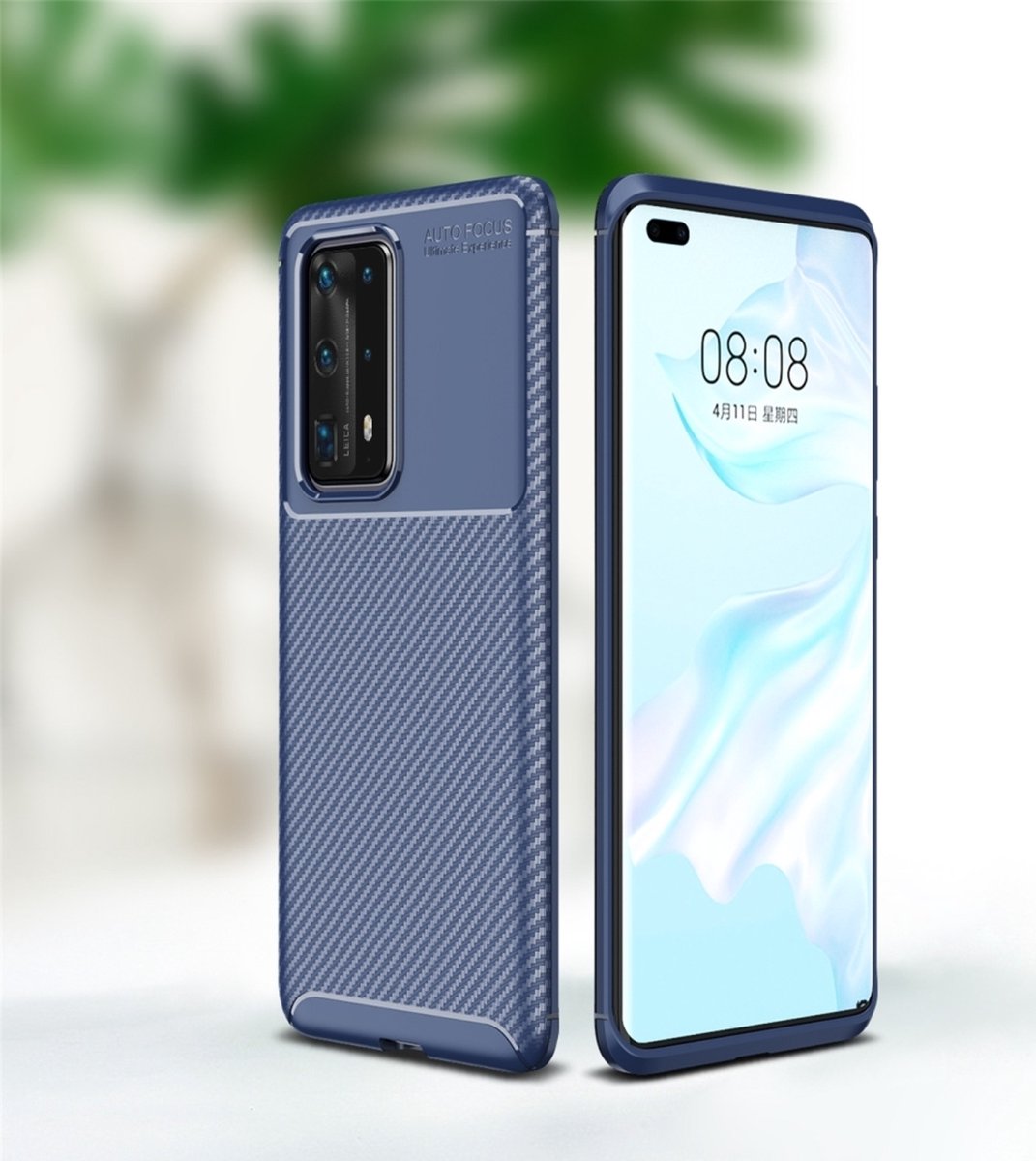 Mobigear Hoesje geschikt voor Huawei P40 Pro Plus Telefoonhoesje Flexibel TPU | Mobigear Racing Backcover | P40 Pro Plus Case | Back Cover - Blauw