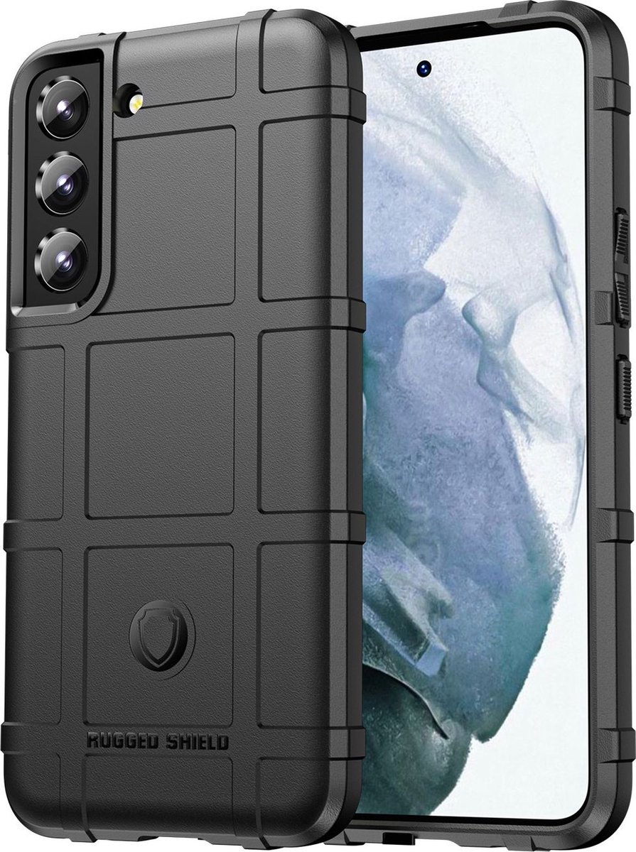 Mobigear Hoesje geschikt voor Samsung Galaxy S22 Telefoonhoesje Flexibel TPU | Mobigear Rugged Shield Backcover Shockproof | Schokbestendig Galaxy S22 Telefoonhoesje | Anti Shock Proof - Zwart