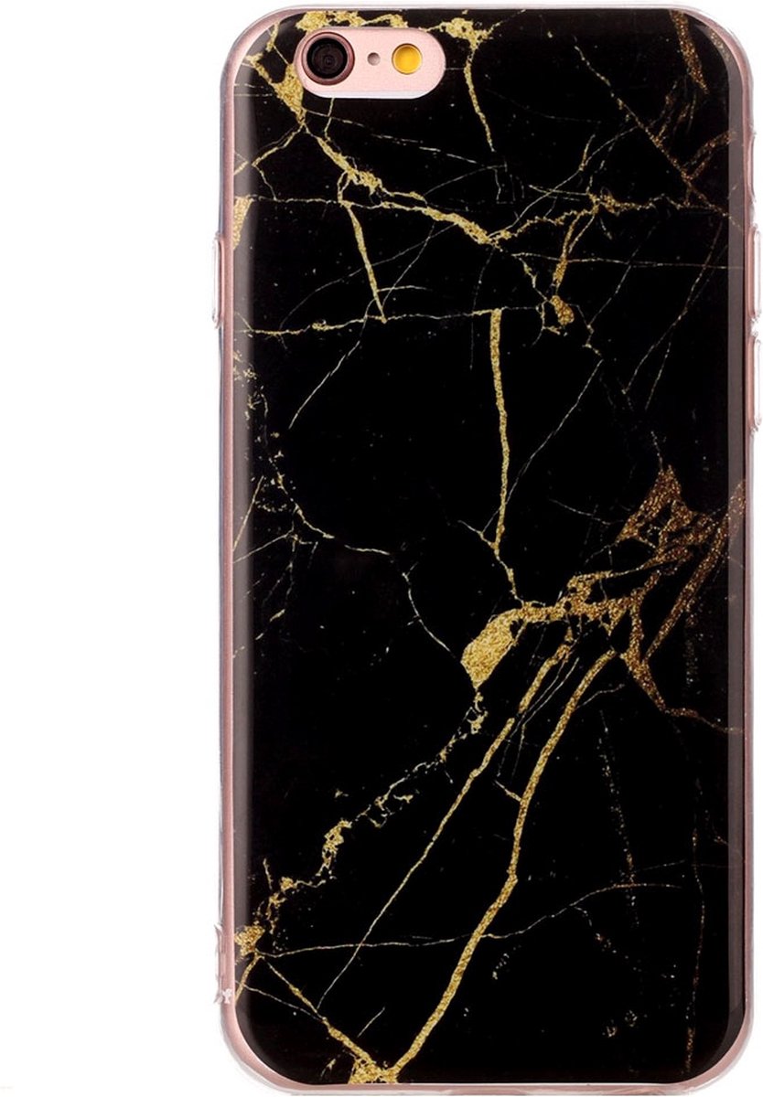 Mobigear Hoesje geschikt voor Apple iPhone 6 Telefoonhoesje Flexibel TPU | Mobigear Marble Backcover | iPhone 6 Case | Back Cover - Zwart