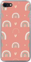 Geschikt voor iPhone 8 hoesje - Meisjes - Regenboog - Hartjes - Patronen - Girl - Roze - Kinderen - Kind - Siliconen Telefoonhoesje