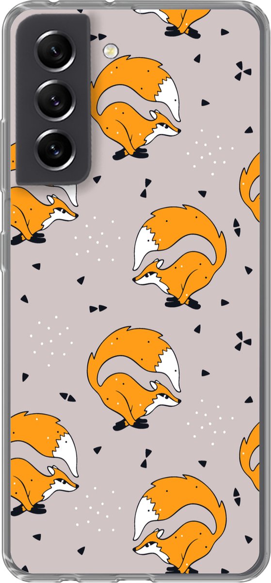 Telefoonhoesje Geschikt voor Samsung Galaxy S21 FE hoesje - Meiden - Vos - Dieren - Patronen - Girl - Kids - Kinderen - Siliconen Telefoonhoesje Telefoonhoesje
