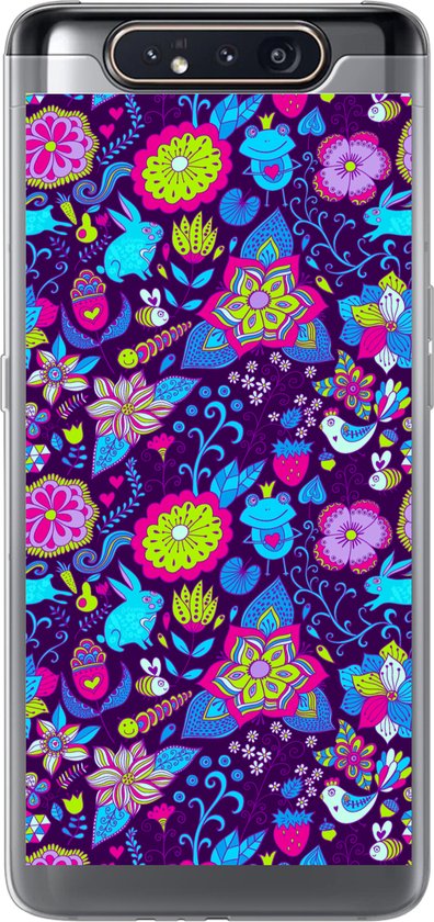Samsung Galaxy A80 hoesje - Meisjes - Konijn - Roze - Patronen - Girl - Kids - Kinderen - Siliconen Telefoonhoesje - SleevesAndCases