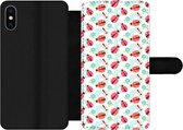 Bookcase Geschikt voor iPhone XS Max telefoonhoesje - Meiden - Lieveheersbeestje - Bloemen - Patronen - Girl - Kids - Kinderen - Met vakjes - Wallet case met magneetsluiting