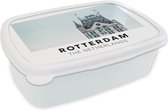 Broodtrommel Wit - Lunchbox - Brooddoos - Rotterdam - Nederland - Huis - 18x12x6 cm - Volwassenen