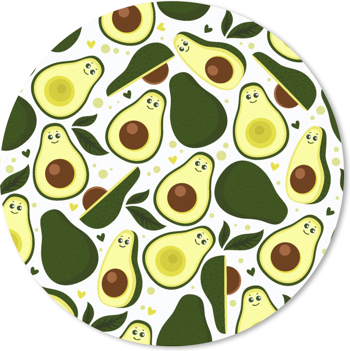 Muismat rond 40x40 cm - Mousepad Patroon - Avocado - Fruit - Patroon - Ronde muismatten