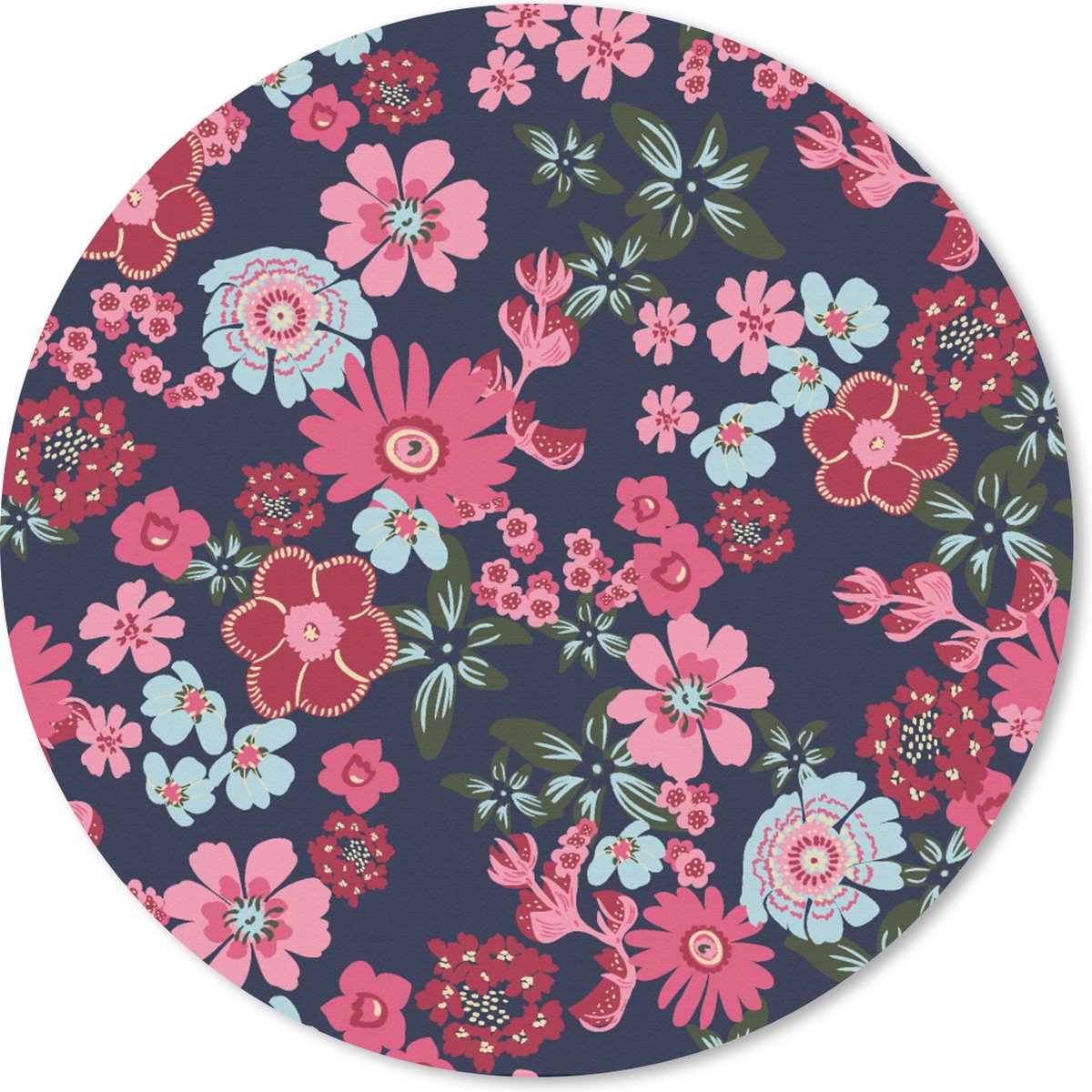 Muismat rond 20x20 cm - Mousepad Bloemen - Flora - Roze - Bloesem - Patronen - Ronde muismatten