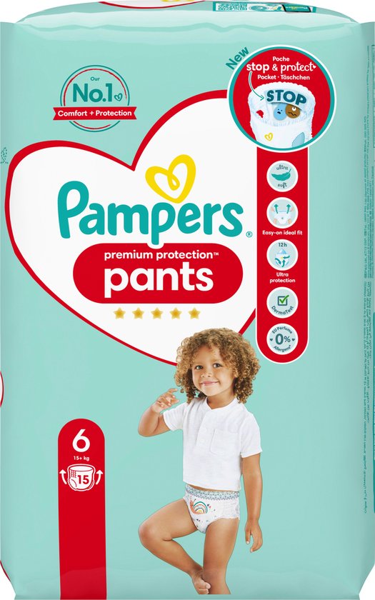 Pampers Pantalon Premium Protection taille 6 extra large, 15+ kg