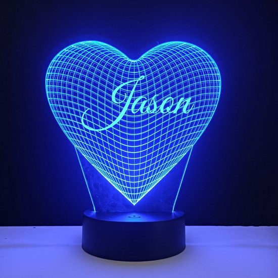 3D LED Lamp - Hart Met Naam - Jason