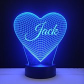 3D LED Lamp - Hart Met Naam - Jack