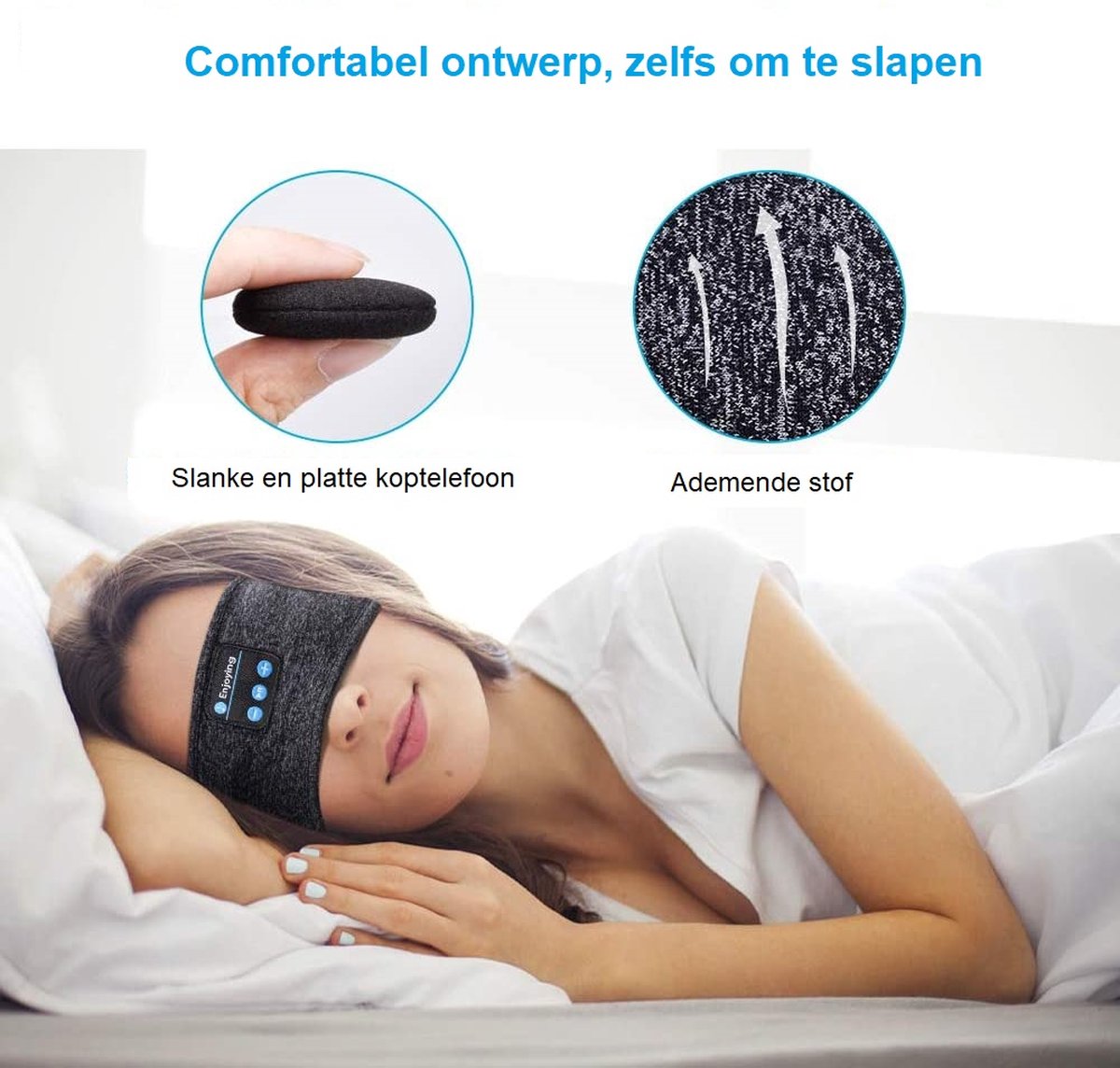 Essentials® Bandeau Bluetooth - Masque de sommeil Bluetooth - Bandeau -  Écouteurs de