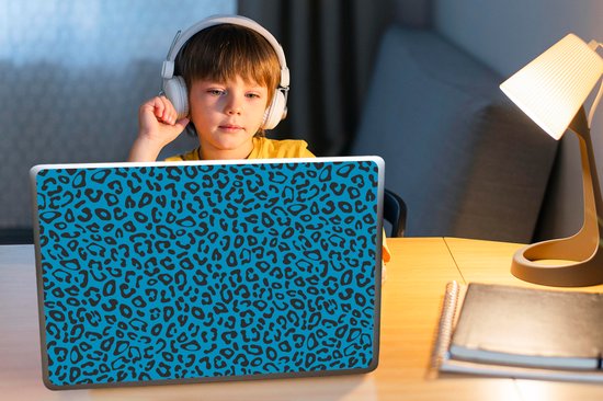 Sticker ordinateur portable - 15,6 pouces - Imprimé Panthère - Blauw - Design - Animaux