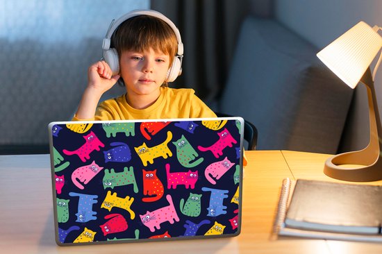 Sticker ordinateur portable - 14 pouces - Motifs - Chat - Arc-en-ciel - Rose - Filles - Enfants - Enfant