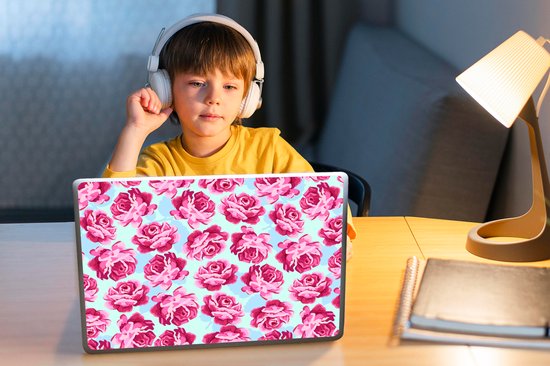 Sticker pour ordinateur portable - 10,1 pouces - Fleurs - Roses - Motif - 25x18cm - Autocollants pour ordinateur portable - Skin pour ordinateur portable - Housse