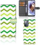 Telefoonhoesje Motorola Moto G31 | G41 Flip Case Zigzag Groen