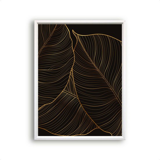 Peinture Feuilles botaniques noires Goud - droite / Plantes / Feuilles / 50x40cm