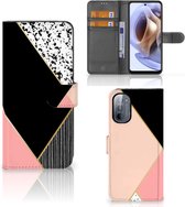 GSM Hoesje Motorola Moto G31 | G41 Bookcase Black Pink Shapes