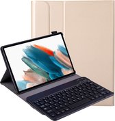 Hoesje Geschikt voor Samsung Galaxy Tab A8 Toetsenbord Hoes Book Case - Hoes Geschikt voor Samsung Tab A8 Toetsenbord Hoesje Keyboard Cover - Goud