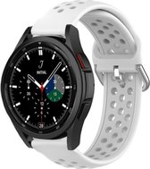 Strap-it Samsung Galaxy Watch 4 Classic 46mm siliconen bandje met gaatjes - wit