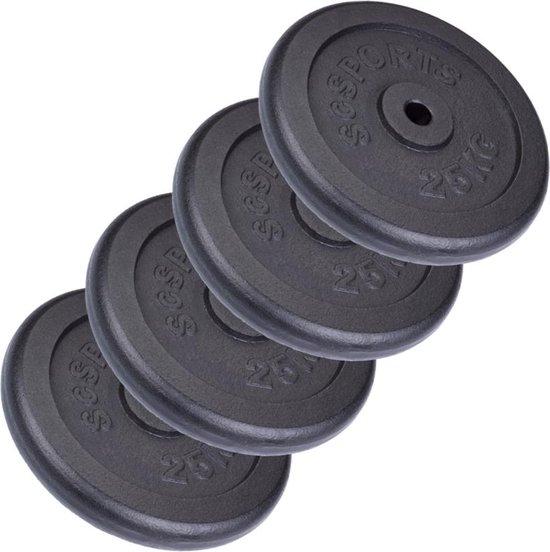 ScSports Halterschijven - 2x 5 kg - Ã˜ 30.5 mm - zwart gietijzer