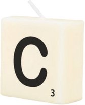 kaars Scrabble letter C wax 2 x 4 cm zwart/wit