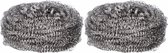 schuurspons 7 cm RVS zilver 2 stuks